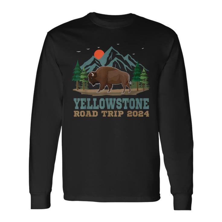 Yellowstone National Park Family Road Trip 2024 Bison Buffal Long Sleeve T-Shirt
