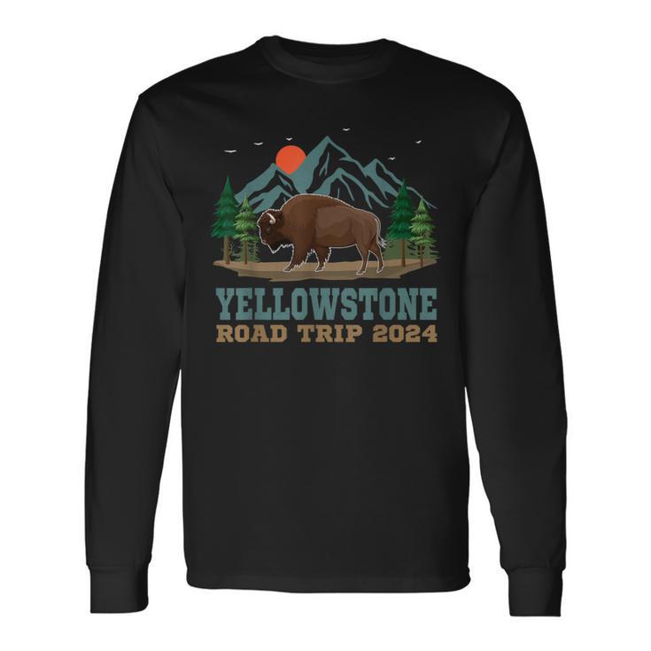 Yellowstone National Park Family Road Trip 2024 Bison Buffal Long Sleeve T-Shirt Gifts ideas