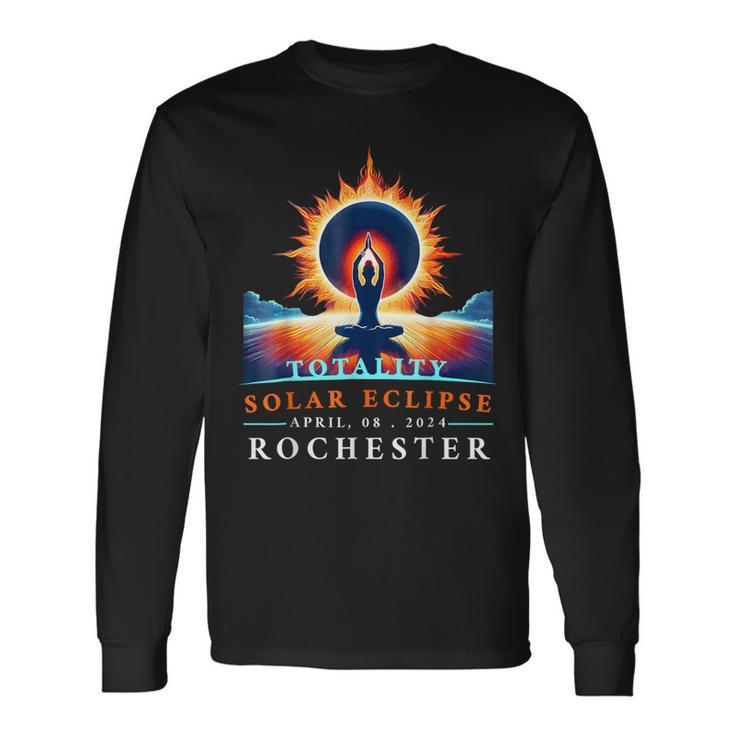 Yoga Total Solar Eclipse April 8Th 2024 Rochester Long Sleeve T-Shirt