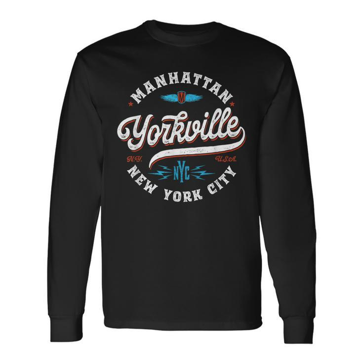 Yorkville Manhattan New York Vintage Graphic Long Sleeve T-Shirt
