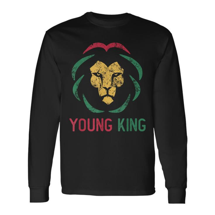 Young King African Lion Boy Black History Month African Boys Long Sleeve T-Shirt