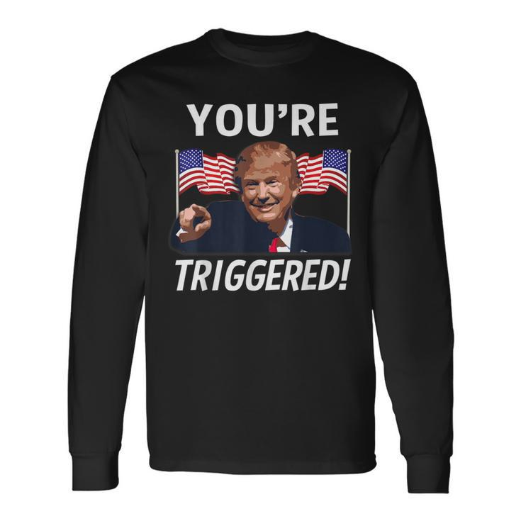 You're Triggered Donald Trump Meme Safe Space Flag Long Sleeve T-Shirt