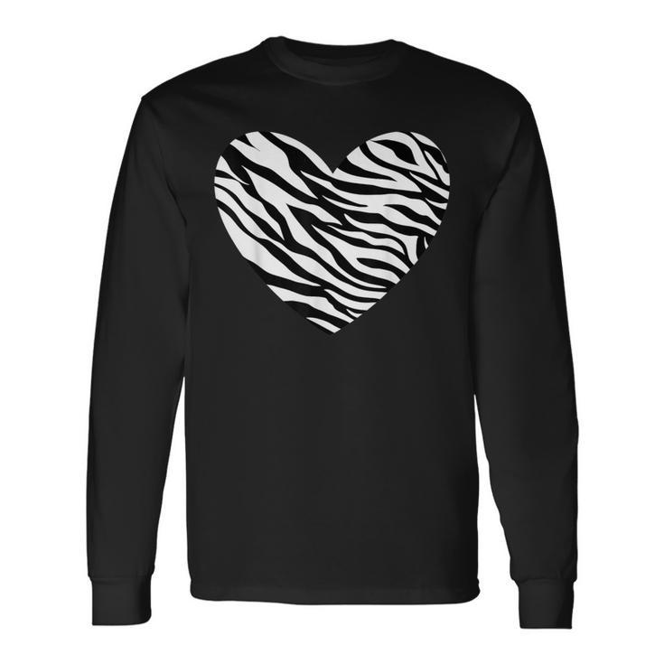 Zebra Fur Animal Skin Heart Print Waves Pattern Langarmshirts Geschenkideen