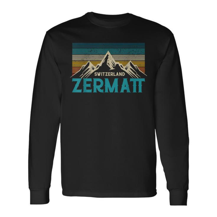 Zermatt Switzerland Swiss Vintage Mountains Souvenir Long Sleeve T-Shirt