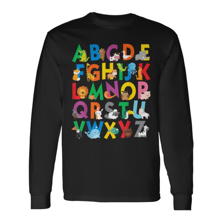 Zoo Animal Alphabet Abcs Learning Letters Boys Girls Long Sleeve T-Shirt