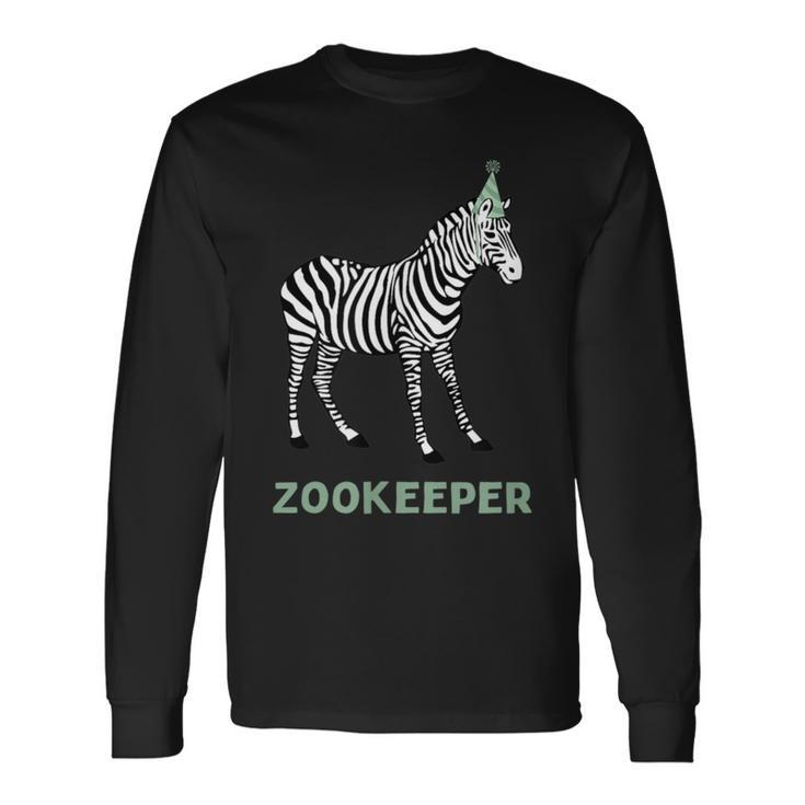 Zookeeper Zebra Birthday AdultKid Zebra Safari Party Long Sleeve T-Shirt