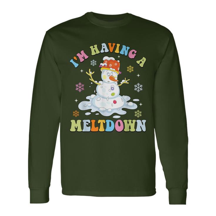 I m Having A Meltdown Winter Christmas Melting Snowman Men s T shirt Back Print Seseable CA