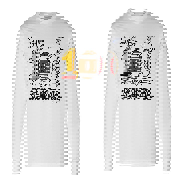 100Th Days Of School Baseball Football 100 Days Of School Long Sleeve T-Shirt Gifts ideas