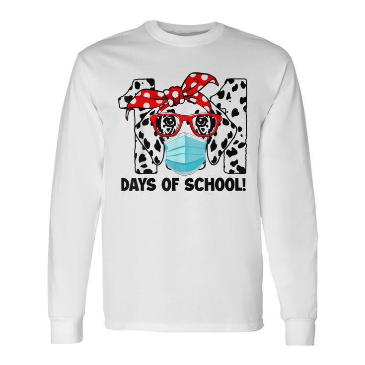 101 Days Of School Dalmatian Dog Face Mask 100Th Day School Long Sleeve T-Shirt