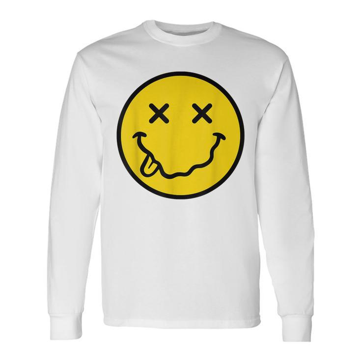 70S Yellow Smile Face Cute Happy X Eyes Smiling Face Long Sleeve T-Shirt