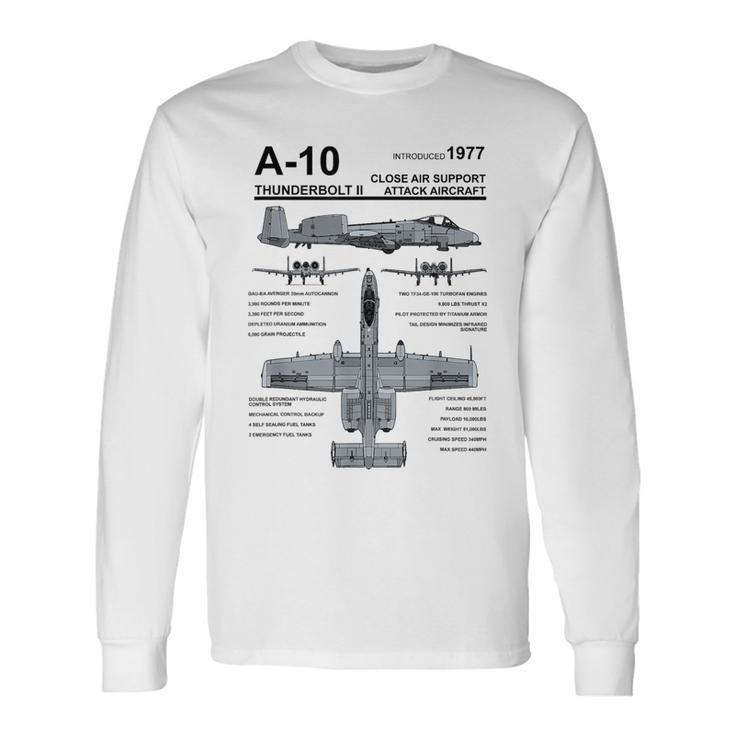 A-10 Thunderbolt Ii Warthog Military Jet Spec Diagram Long Sleeve T-Shirt Gifts ideas
