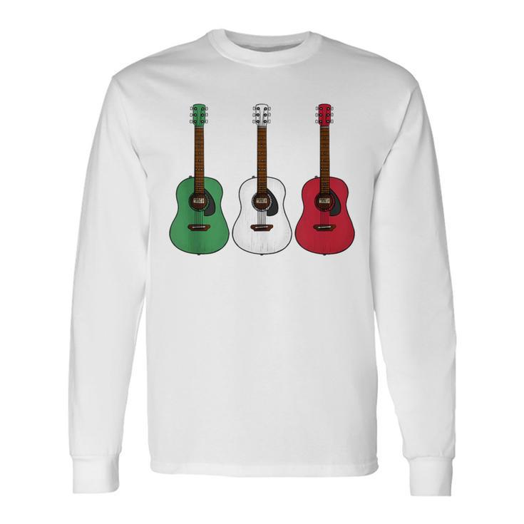 Acoustic Guitar Italian Flag Guitarist Musician Italy Long Sleeve T-Shirt