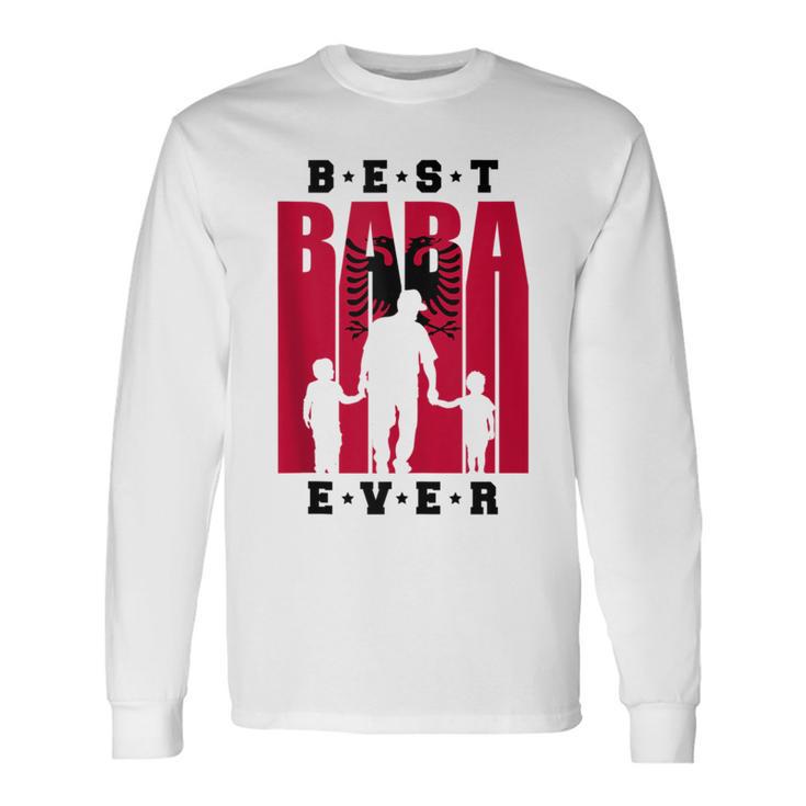 Albania Baba Two Sons Albanian Dad Of 2 Boys Shqiptar Long Sleeve T-Shirt