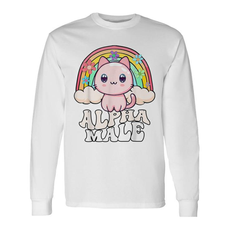 Alpha Male Cat Rainbow Long Sleeve T-Shirt