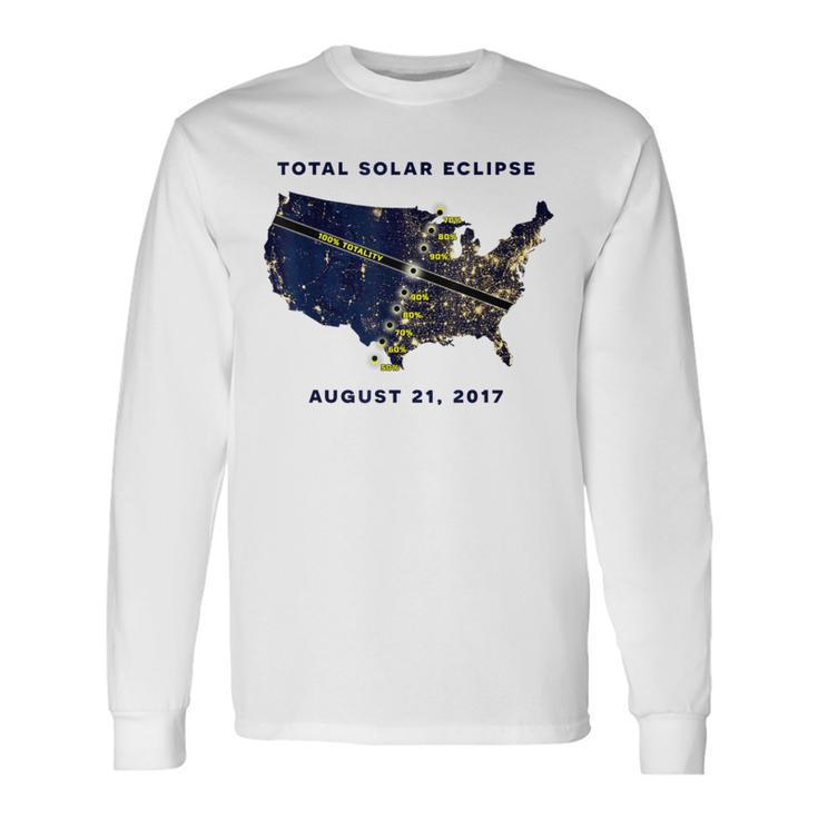 All American Total Solar Eclipse 2017 Map Long Sleeve T-Shirt Gifts ideas