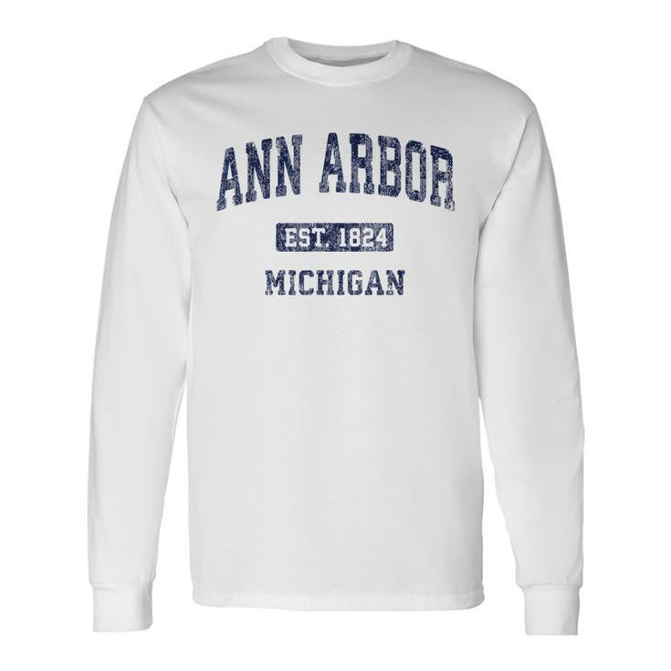 Ann Arbor Michigan Vintage Athletic Sports Long Sleeve T-Shirt