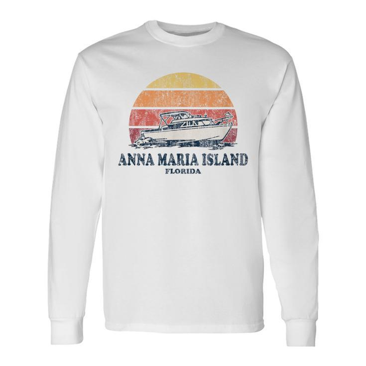 Anna Maria Island Fl Vintage Boating 70S Retro Boat Long Sleeve T-Shirt