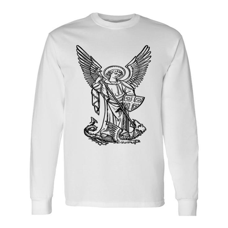 Archangel Michael Saint Michael Angel Graphic Long Sleeve T-Shirt -  Monsterry