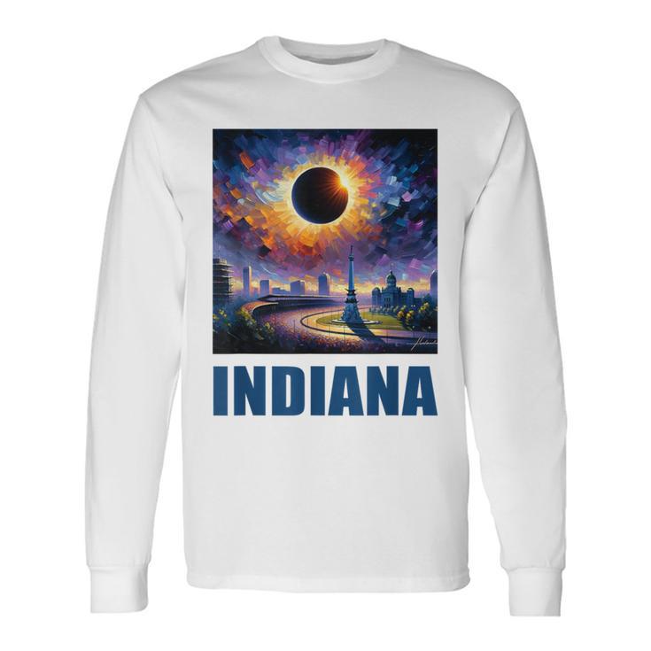 Artwork Inspired By Total Solar Eclipse 2024 Indiana Long Sleeve T-Shirt