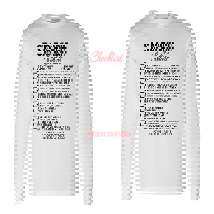 Bachelors Party Checklist Stag Do Party Games Long Sleeve T-Shirt Gifts ideas