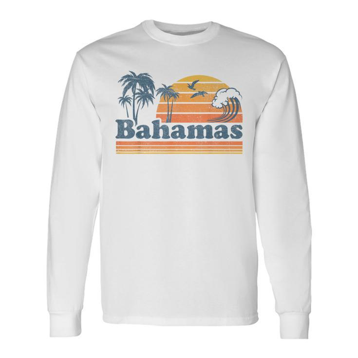 Bahamas Beach Summer Vacation Sunset Vintage 70'S Retro Long Sleeve T-Shirt
