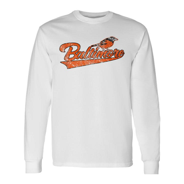 Baltimore Retro Vintage Baseball Classic Maryland Long Sleeve T-Shirt