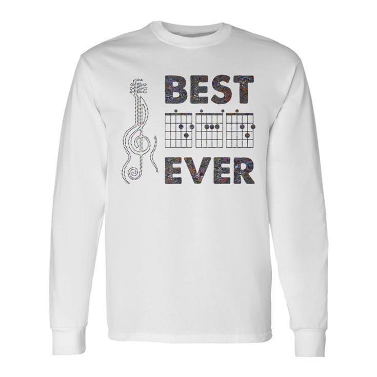 Best Dad Ever Electric Guitar Chords Fathers Day Long Sleeve T-Shirt Gifts ideas