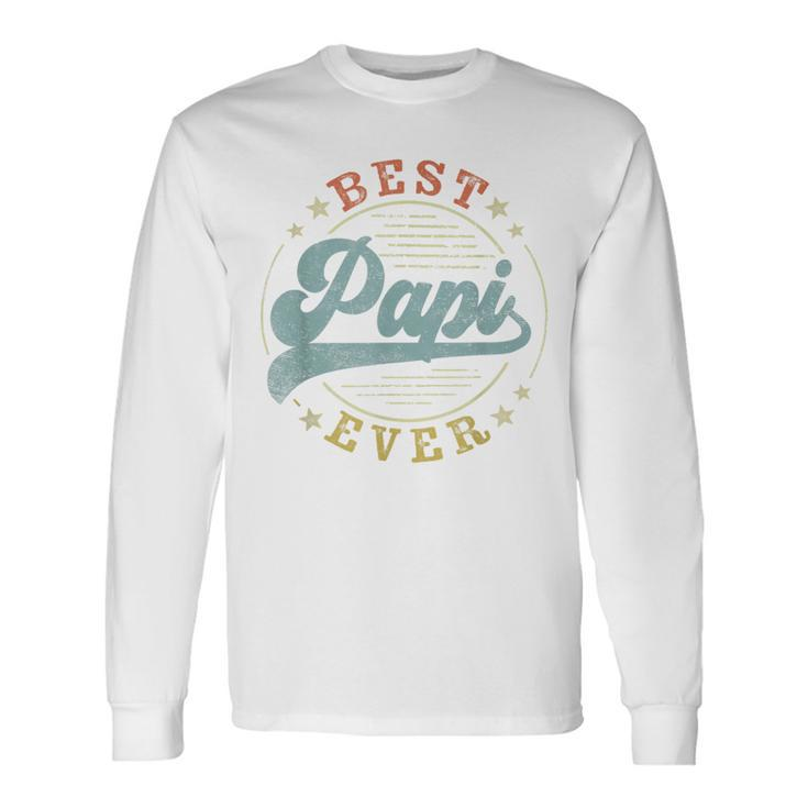 Best Papi Ever Father's Day Papi Vintage Emblem Long Sleeve T-Shirt Gifts ideas