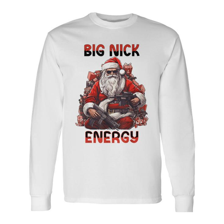 Big Nick Energy Vintage Gangster Santa Claus Wink Christmas Long Sleeve T-Shirt