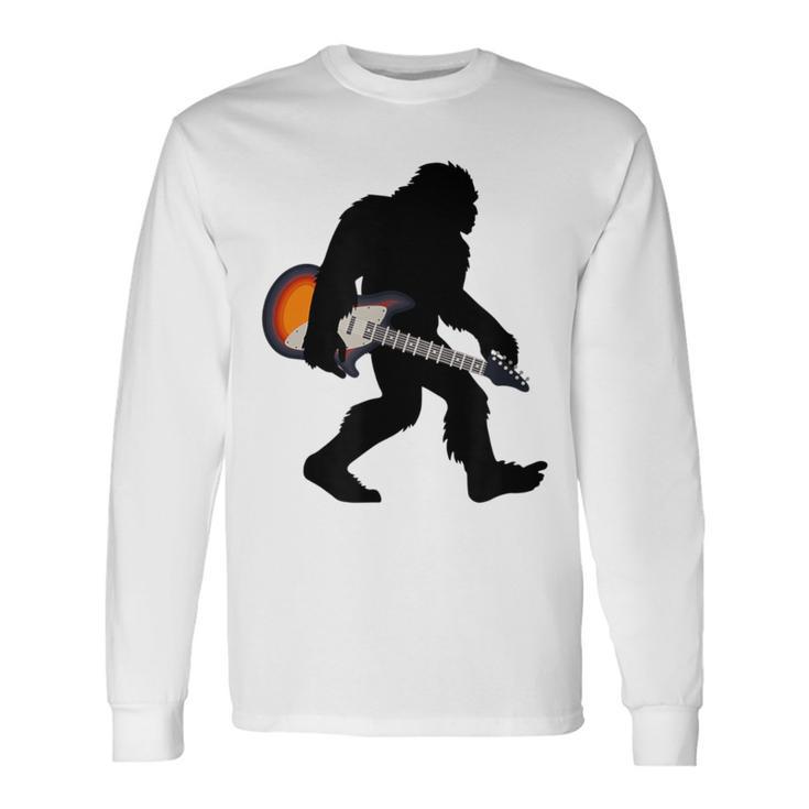 Bigfoot Musician Sasquatch Meme Electric Guitar Long Sleeve T-Shirt