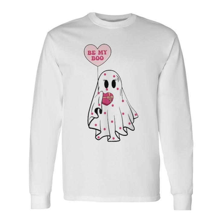 Be My Boo Cute Ghost Valentine's Day Lovers Hearts Long Sleeve T-Shirt