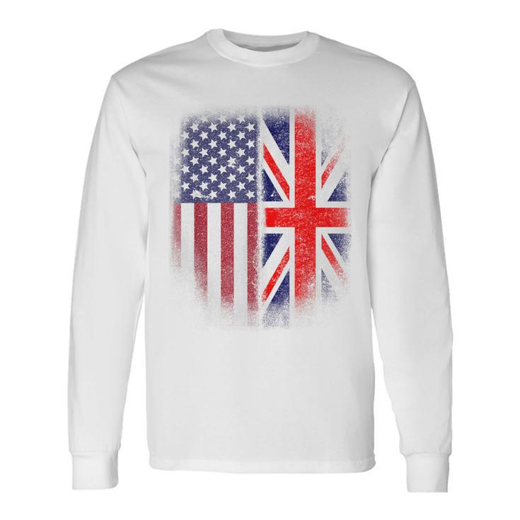 British American Flag Great Britain Union Jack Uk Long Sleeve T-Shirt