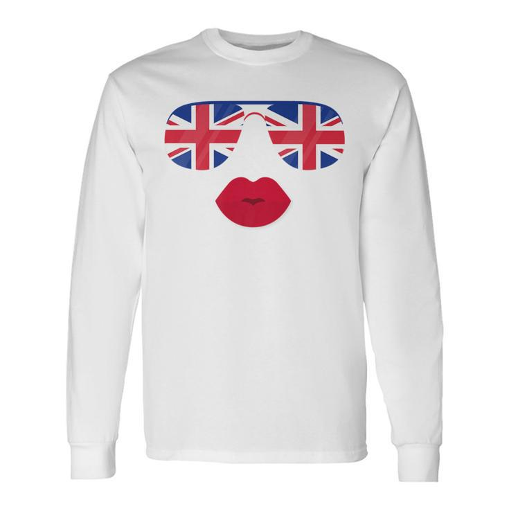 British Sunglasses Lips Flag United Kingdom Flags Uk Long Sleeve T-Shirt