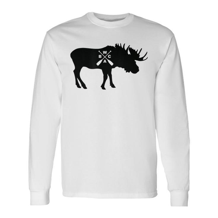 Bwca Minnesota Moose And Canoe Paddle Inlay Long Sleeve T-Shirt