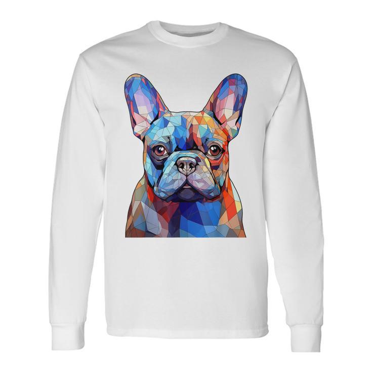 Cabeza De Bulldog Francés Cara Perro Amantes Arte Frenchie Dog Camiseta de manga larga