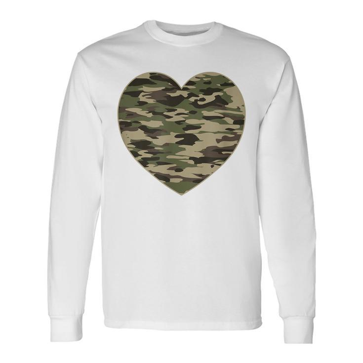 Camo Heart Valentines Day Camoflauge Military Tactical Long Sleeve T-Shirt