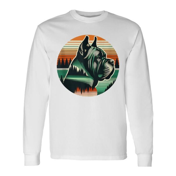 Cane Corso Dog Lover Sunset Retro Style Vintage 80S 70S Long Sleeve T-Shirt
