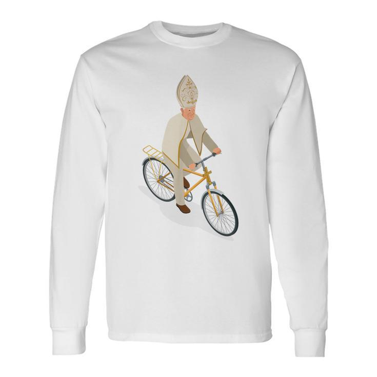 The Catholic Pope On A Bike Pope Francis Long Sleeve T-Shirt