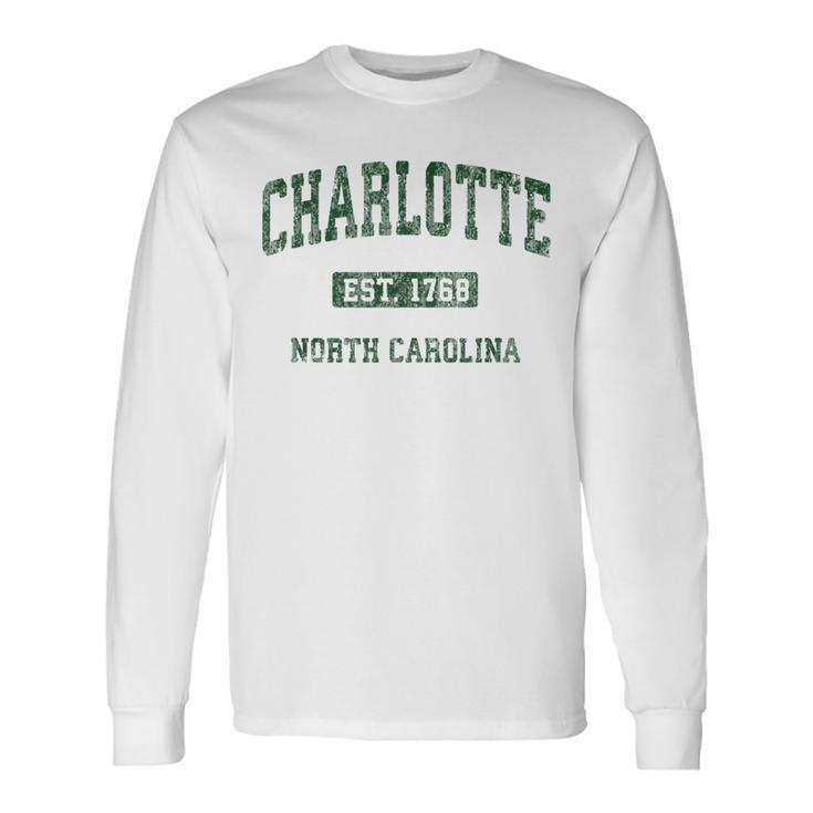 Charlotte North Carolina Nc Vintage Athletic Sports Long Sleeve T-Shirt Gifts ideas