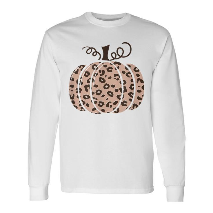 Cheetah Print Pumpkin Animal Print Pumpkin Long Sleeve T-Shirt