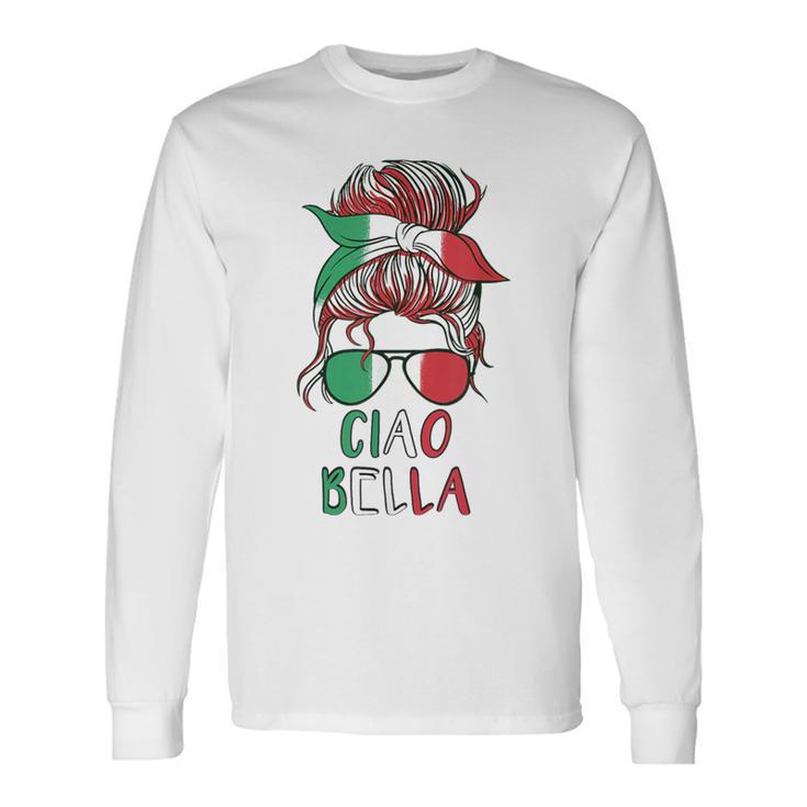 Ciao Bella Italian Flag With Sunglasses Langarmshirts Geschenkideen