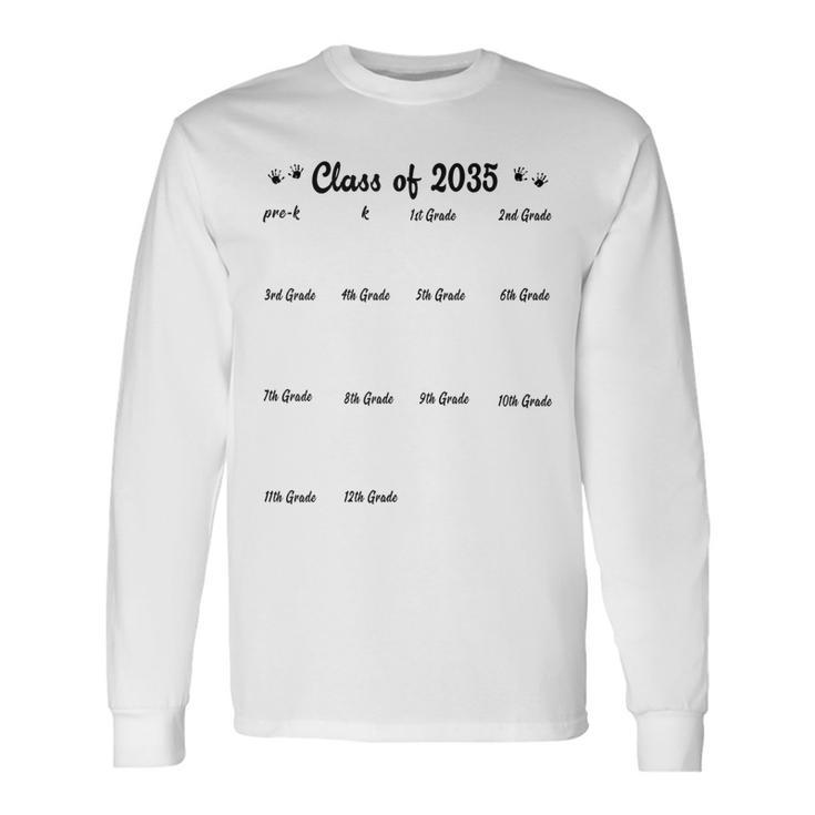 Class Of 2035 Graduation With Space For Handprints Long Sleeve T-Shirt