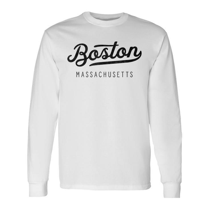 Classic Retro Vintage Boston Massachusetts Usa Long Sleeve T-Shirt
