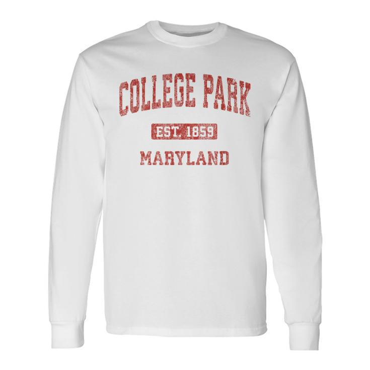 College Park Maryland Md Vintage Athletic Sports Long Sleeve T-Shirt