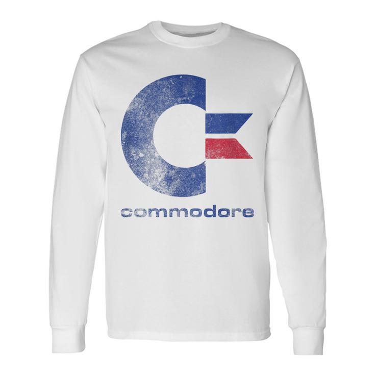 Commodore C64 Uppercase Letter Stone Washed Grunge Effect Long Sleeve T-Shirt