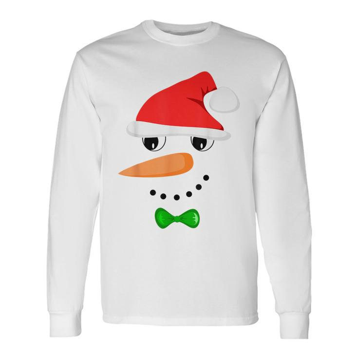 Cute Santa Snowman Face Christmas Snowman Costume Long Sleeve T-Shirt