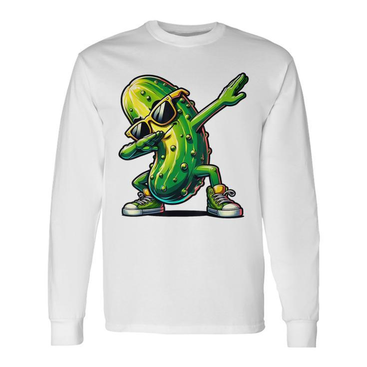 Dabbing Pickle Dancing Cucumber Pickle Lover Dab Long Sleeve T-Shirt