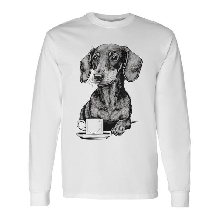 Dachshund Puppy Wiener With Coffee Long Sleeve T-Shirt Gifts ideas