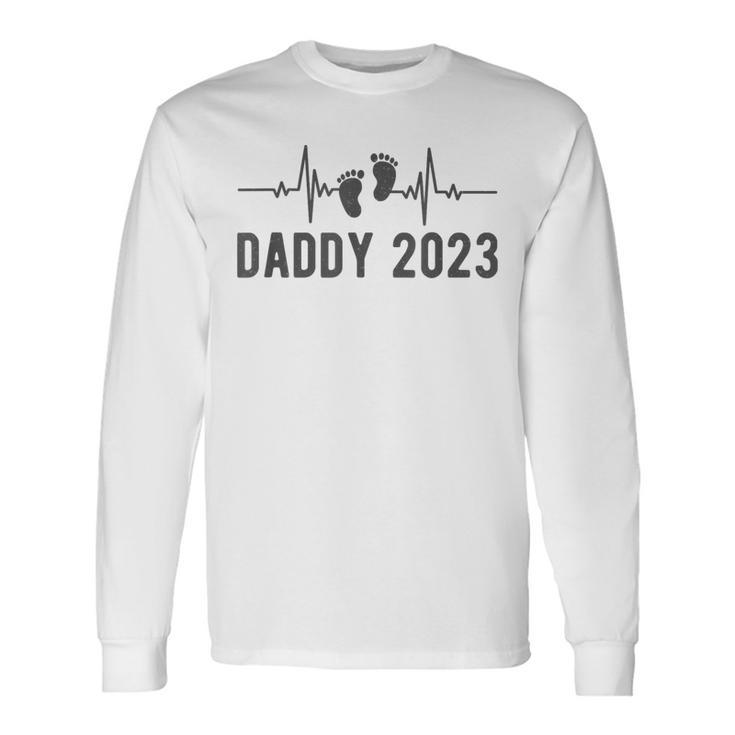 Daddy Est 2023 Heartbeat First Time New Dad Long Sleeve T-Shirt