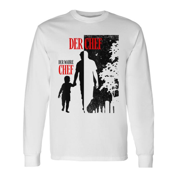 Damenater Sohn Partnerlookatertag Papa Sohn Der Chef Mit-Ausschnitt Langarmshirts Geschenkideen